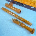 Zen-on 5500b Wooden Bass Recorder Cherry Wood Used With Case Vintage
