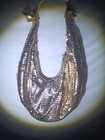 Vintage Gold  Metal Mesh Shoulder Bag W  Strap  Zippered Fabric Lining