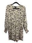 Fifteen Twenty Romper Womens M Black White Abstract Faux Wrap Long Sleeve