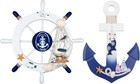 Nautical 11-inch Wooden Ship Wheel   Anchor Duo     Perfect Beach Theme Gift