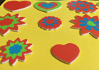 Flowers   Hearts  Multicolor Shapes  11 Self Adhesive Foam - Paper Stickers