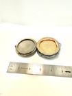Vintage Art Deco  Silver Tone   Enamel Metal Mesh Compact - 308