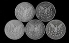 Five  5  Morgan Dollars 90  Silver  1881-1896   lower Grade cull  Lot C04