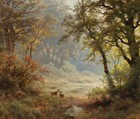 Forest Scenery With Deer Oil Painting Wall Art Giclee Printed On Canvas P2231