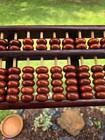 Vtg Abacus 11 Row 77 Beads Chinese Lotus Flower Brand Huanghuali Wood