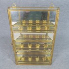 Thimble Display Case Mirrored Brass   Glass Curio Cabinet By Crowning Touch