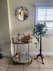 Modern Oval Two-tier Glass   Metal Bar Table