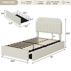 Kids Girls Beige Boucle Bed Frame With 2 Storage Drawers   Bookcase Headboard