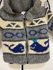 Ambler Hand Knit 100  Wool Zippered Cardigan Jacket Kids Sm med Gray Whale