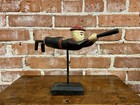 Vintage Handmade Wood Asian Folk Art Bugle Boy Tabletop Weathervane Sculpture 