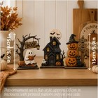 3pc Halloween Decor Set Haunted House Ghost Pumpkin Tabletop Statue Centerpiece
