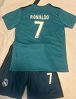 Youth Large Cristiano Ronaldo 7 Cr7 Real Madrid Retro Jersey Teal Kids Size 28