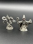 Vtg Spoontiques Fantasy Cmr883 Pewter Mini Dragon   Wizard Swarovski Crystal