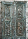 Vintage Carved Barn Door Closet Doors Blue Floral Reclaimed Sliding Door 80x32