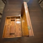 Vintage Wooden Artist Painters Palette Case Travel Box Dovetail Briefcase 17x13
