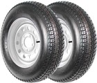 2 Pack St205 75d15 Trailer Tires On Rims 205 75 15 In  5 Lug Silver Spoke Wheel