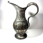 Antique Islamic Persian Tinned Copper Jug Pitcher Ewer Middle Eastern 12  Tall