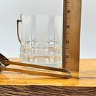 Vintage Mini Glass Ice Bucket Frosted Glass Italy With Metal Handle And Tongs