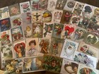 Lot Of 60 mixed  Antique Vintage Holidays Greetings 1900 s Postcards santa m703