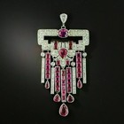 Art Deco Lab Created Ruby Diamond Bridal Pretty Gifts Pendent 14k White Gold Fn