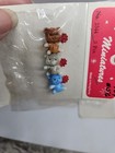 Vintage Miniature 3 Teddy Bears Holding A Red Flower 1 2  Tall - Lot Of 10