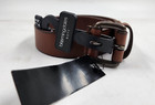 Bloomingdale s Boys  Leather Belt 24 Brown Raw Edges Square Buckle