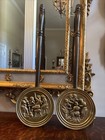 Pair Of Vintage British Brass Decorative Bed Warmers W   Wooden Handles 28   x 8   