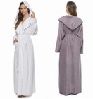 Womens Turkish Cotton Terry Hooded Long Luxury Bathrobe Robe For Woman