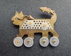 Signed 1992 Brass Mixed Metal Cat On Wheels Fish Novelty Brooch Pin Artist