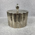 Vintage Tea Caddy Silver Plated  Victorian Trinket Oval Box  Silver Canister Jar