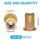 100pcs 1 4 -20 Unc Rivet Nuts  Zinc Plated Carbon Steel Threaded Rivet Insert Nu