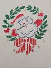 Vintage Embroidered Holiday Linen Hand Tea Towels Christmas Santa Claus Angel 