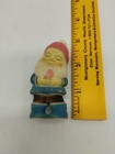 Vintage Hong Kong Hard Plastic Gnome Fairy Garden Elf Pixie 3  Tall Holding Bird