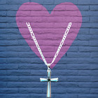 Natural Larimar Cross  925 Sterling Silver Pendant Necklace