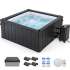 Naizea 6 Person Square Outdoor Hot Tub Spa 1350w Heater 90 Massage Bubble Jets