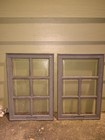 Pair Gray Wood   Glass Rectangle Multi-pane Salvage Window Sash Frames