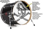 Vinyl Decal Skin For 20  Bass Kick Drum Head Chrome Skull On White