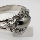Vtg Whiting   Davis Silver Tone Bracelet Cabochon Hinged Safety Chain Ornate