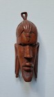 Maasai Tribal Man Head Mask Hand Carved Wood African Decor Long Ear Lobes  Vtg