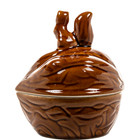 Ceramic Walnut   shaped Lidded Dish With Squirrel Handle