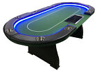 Thebestpokersite 96  Poker Table Wooden 9 Players Casino W  Led Lights   Remote