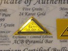 Gold Acb Pyramid 5grain 24k Solid Bullion   Bar 9999 Fine With Coa  G