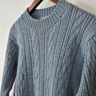 Vintage 1940s  Jantzen Wool Knit Sweater Size 17 Light Blue Usa Made 