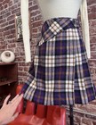 70s Vintage Ultra Mod Plaid A-line Mini Skirt Purple Size 26 5    Waist