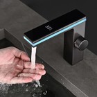 Bathroom Sink Faucet With Temperature Digital Display Black Smart Led Mixer Tap