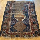 Vintage Rug 3  8 X 4  9 Blue Hand Knotted Worn Caucasian Oriental Rug