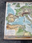 School Wall Map Vtg 1950s 1960s World Usa Relief Mediterranean Map Denoyer