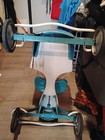 Taylor Tot Vintage Baby Walker Stroller Teal Metal W  Bead Toy Bar