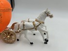 Vtg Wilton Chicago Orange Gold Pumpkin Carriage W white Horses Cake Topper Decor