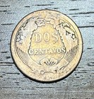 1895 Peru 2 Cents Copper Coin Dos Centavos 